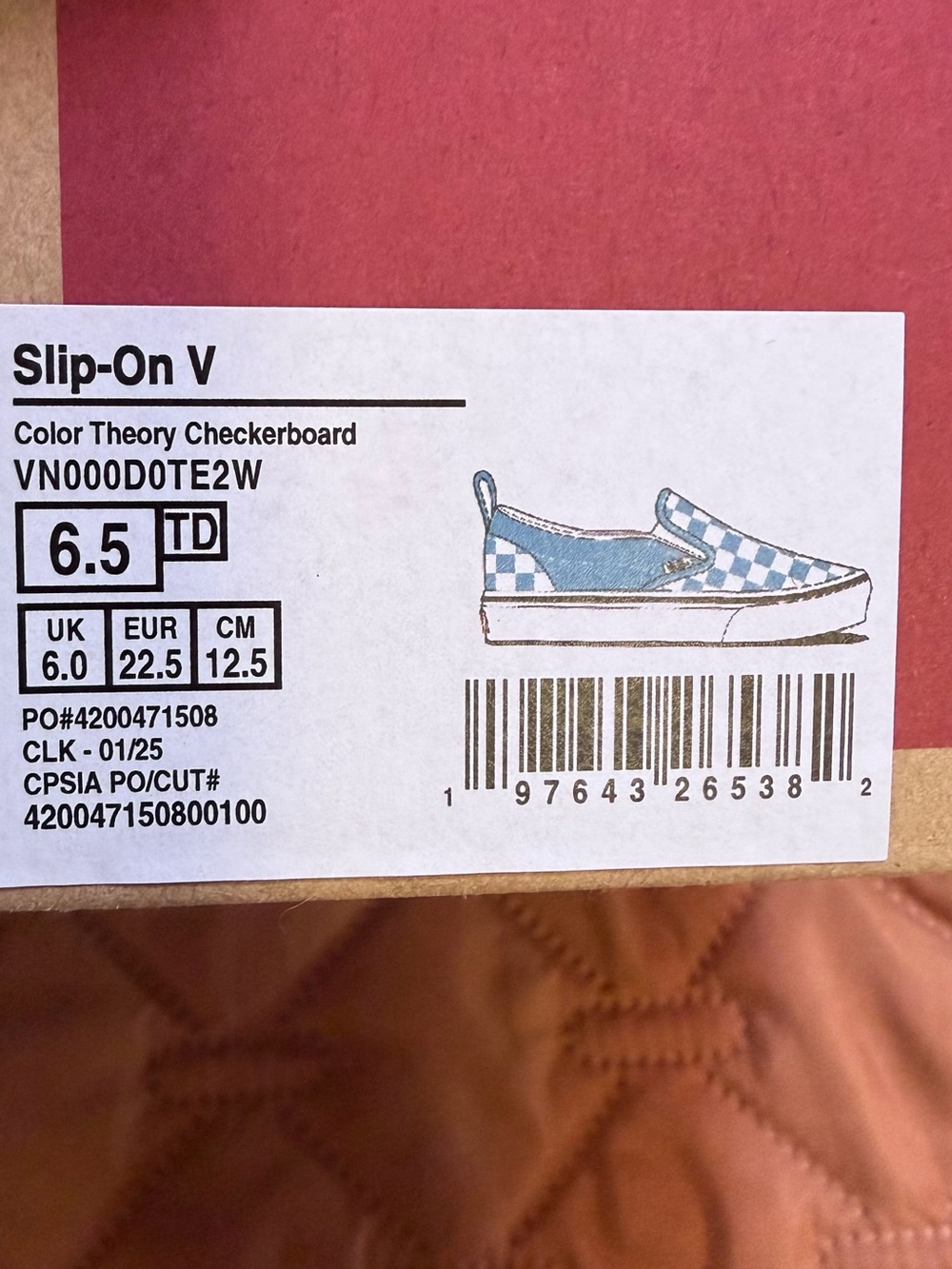 Vans Toddler Slip-On V Checkerboard in Blue and White